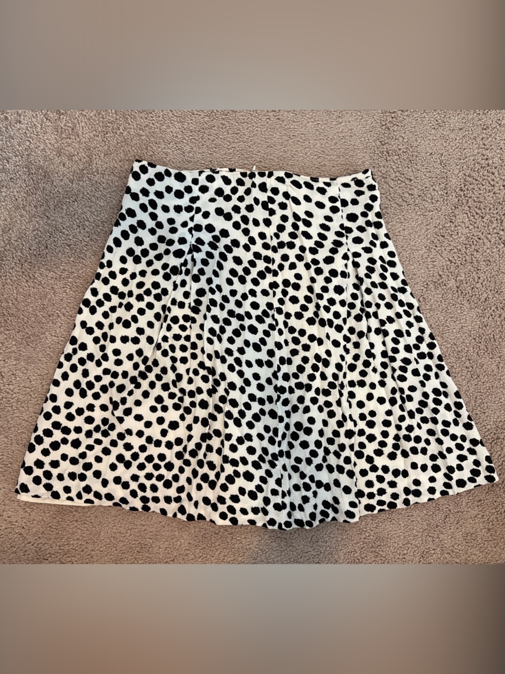 LOFT Black and White Polka Dot A-Line Skirt